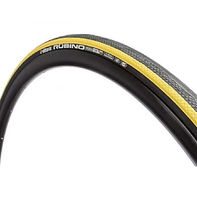 Llanta VITTORIA Rubino III 700x23c Rígida / Color Negro - Amarillo